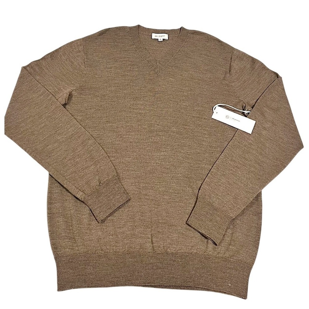 NWT AG Adriano‎ Goldschmied V-Neck Sweater Brown Meta 71293XFW M $235